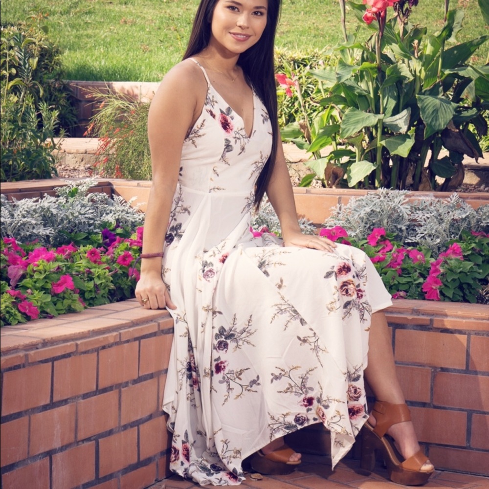 White Floral Long dress